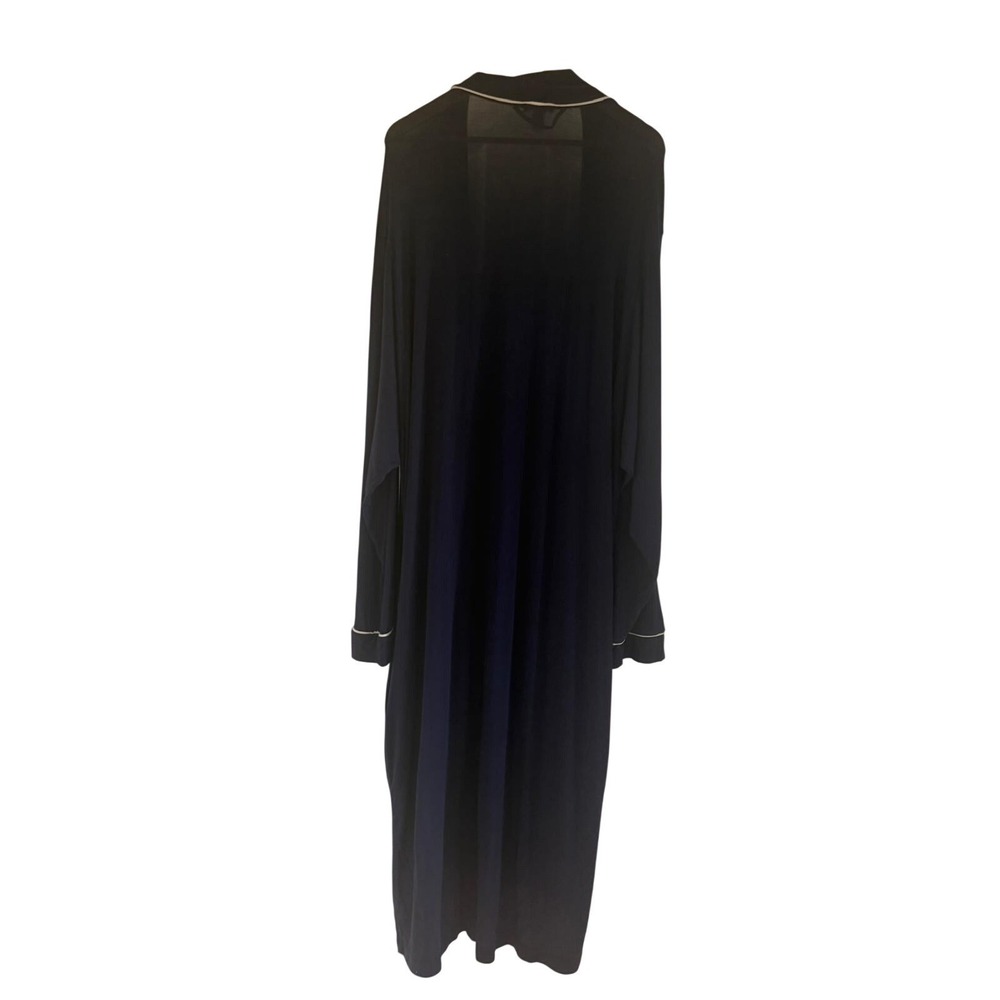 Eberjey Gisele Long Robe Navy Blue Modal Spandex Piped Duster XL - Picture 3 of 5